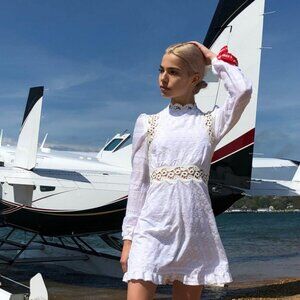 NWT Kit by Kit Keenan Petra Eyelet Boho White Dress.  SZ 1